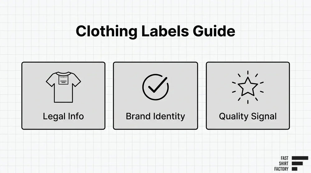 Clothing labels guide showing labels as a source of legal information, brand identity, and product quality signals.